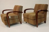 PAIR OF HBF MAHOGANY ARMCHAIRS