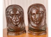 Pair of heavy bronze bookends
