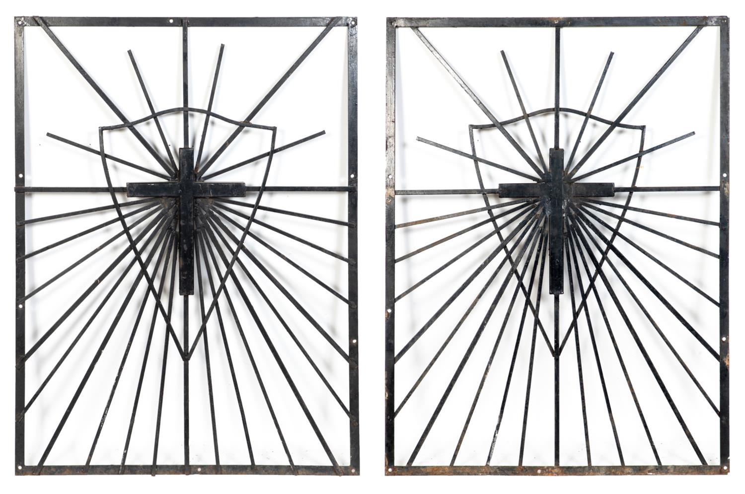 PAIR OF HEAVY IRON GRILLES,