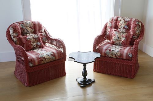 PAIR OF HENRY LINK RED PAINTED