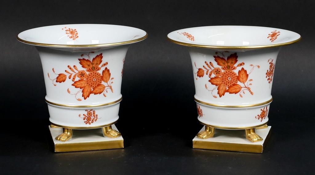 PAIR OF HEREND CHINESE BOUQUET RUST