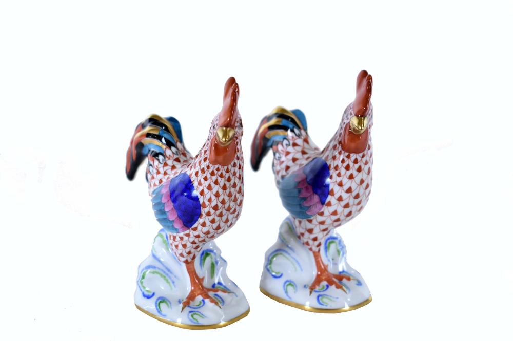 PAIR OF HEREND FISHNET PORCELAIN
