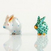 PAIR OF HEREND PORCELAIN RABBI