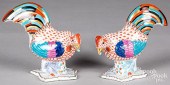 PAIR OF HEREND PORCELAIN ROOST