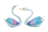 PAIR OF HEREND SWAN PORCELAIN