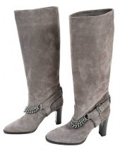 PAIR OF HERMES GRAY SUEDE TALL
