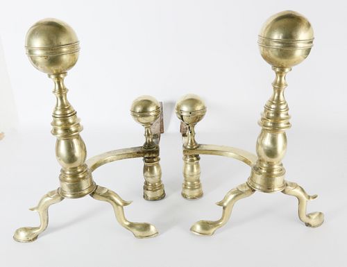 PAIR OF HEROIC BRASS BOSTON BALL