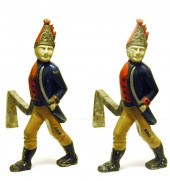 Pair of Hessian andirons  alum