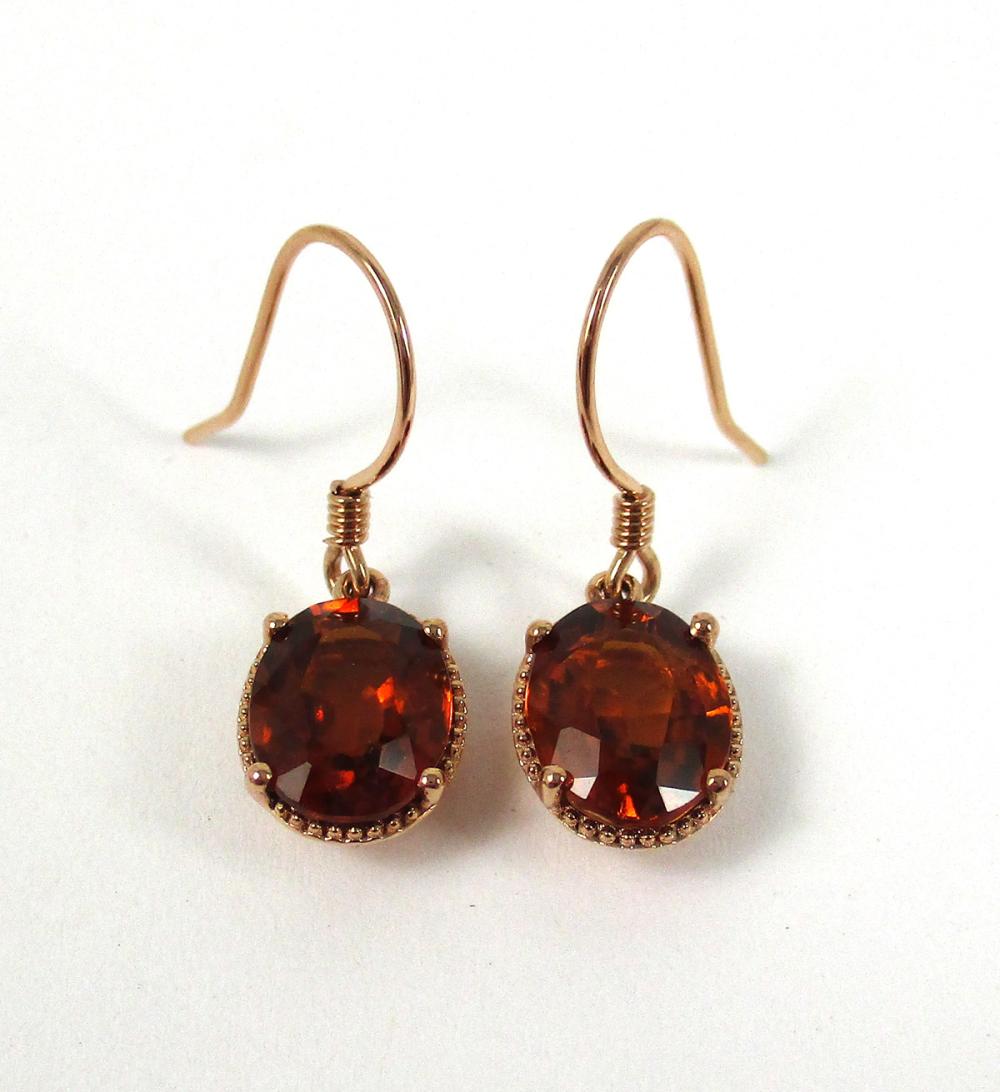 PAIR OF HESSONITE GARNET AND ROSE