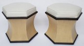 PAIR OF HEXAGONAL LEATHER TOP