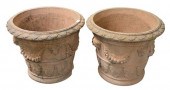 PAIR OF H.G.C. RED CAST PLANTE
