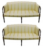 PAIR OF HICKORY COUCHES WITH C