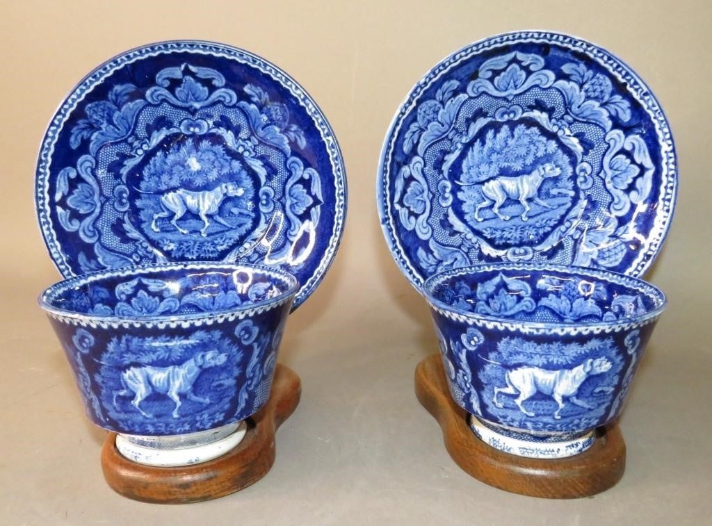 PAIR OF HISTORIC BLUE DOG PATTERN