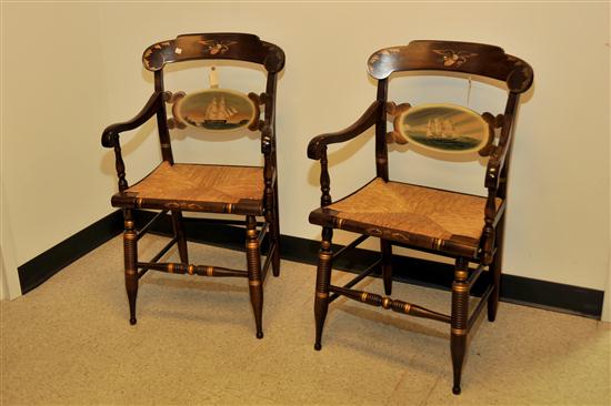PAIR OF HITCHCOCK ARMCHAIRS.