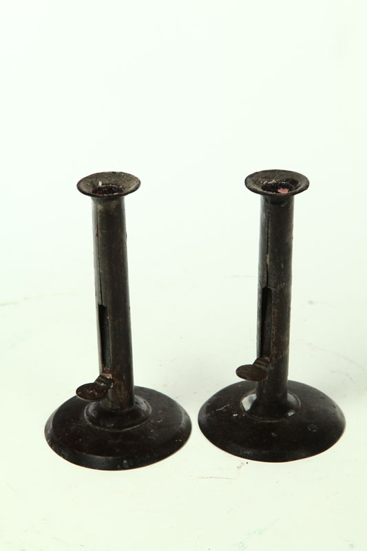 PAIR OF HOGSCRAPER CANDLESTICKS. 