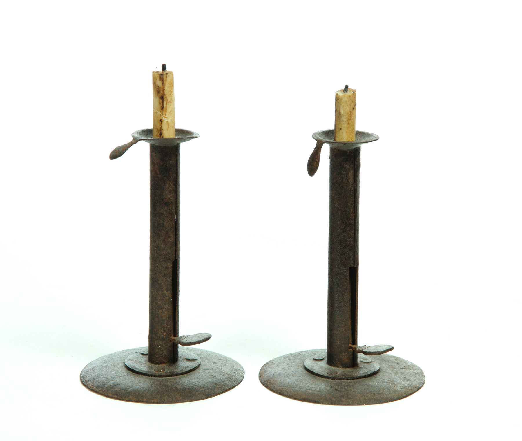 PAIR OF HOGSCRAPER CANDLESTICKS. 