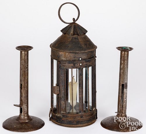 PAIR OF HOGSCRAPER CANDLESTICKS
