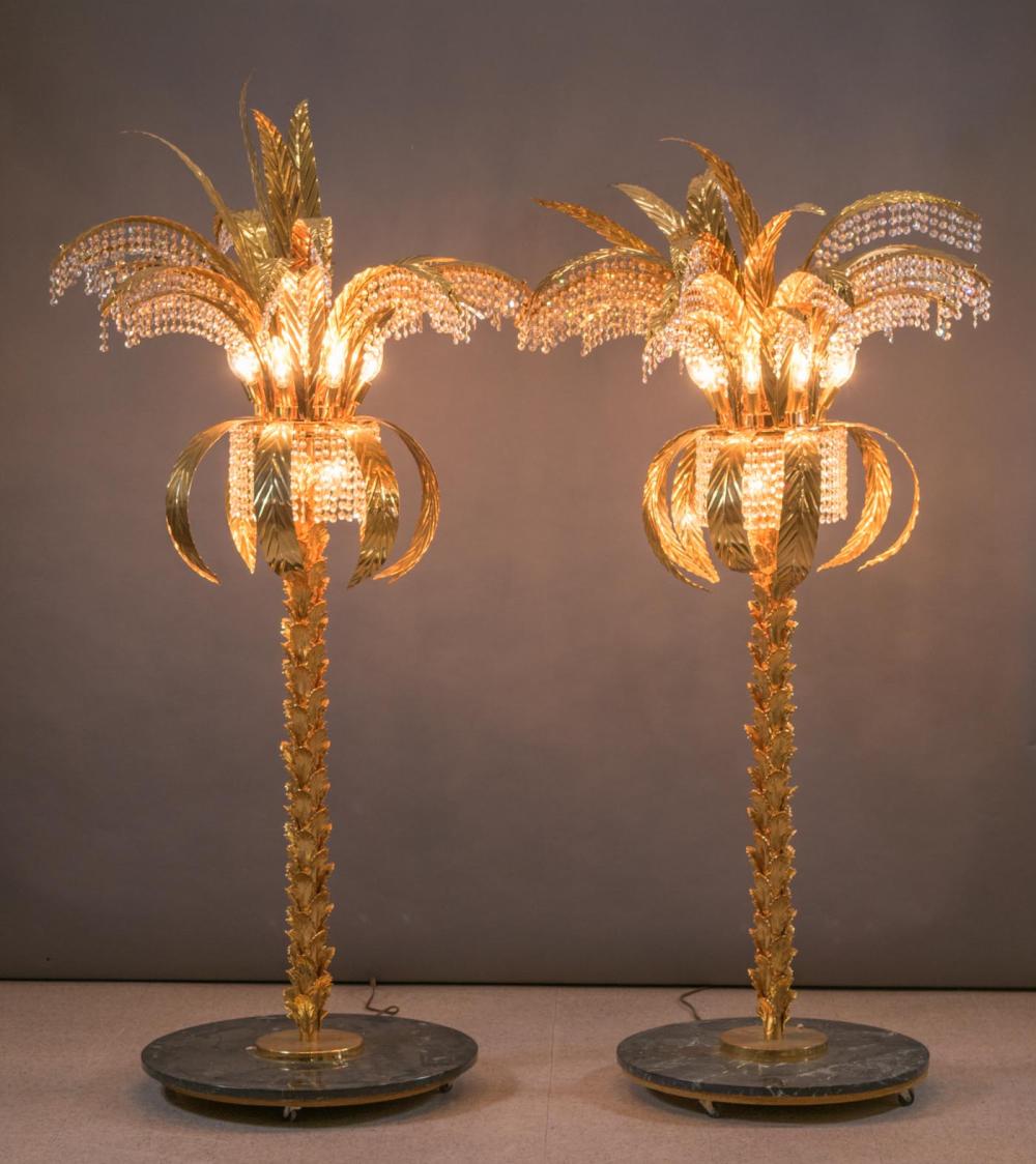 PAIR OF HOLLYWOOD REGENCY PALM TREE