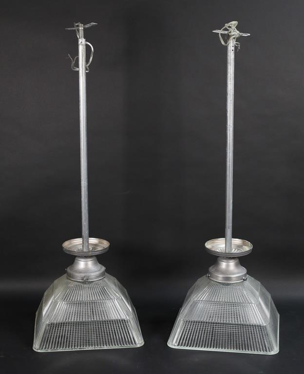 PAIR OF HOLOPHANE HANGING
