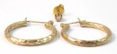 PAIR OF HOOP EARRINGS AND AN E