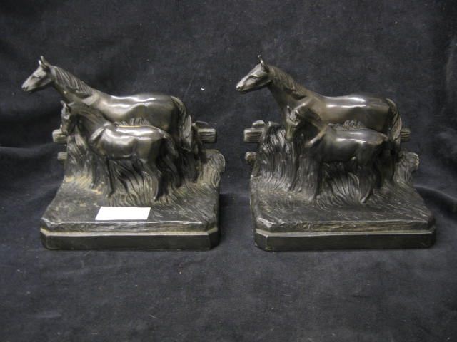 Pair of Horse Bookends bronzed mare