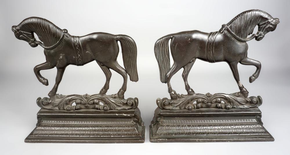 PAIR OF HORSE CAST IRON