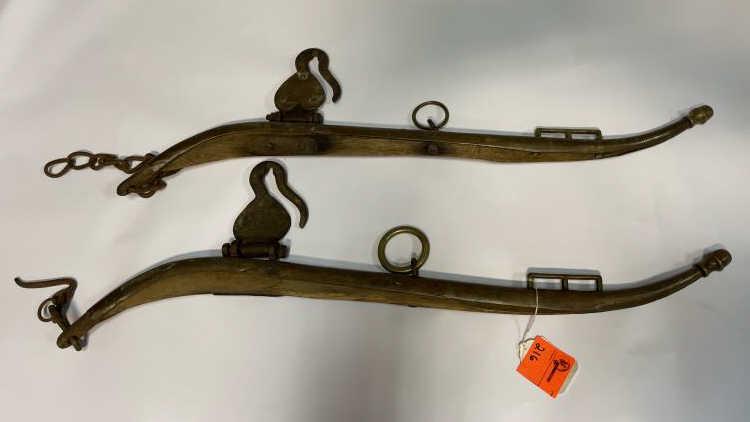 PAIR OF HORSE HAINS WITH BRASS