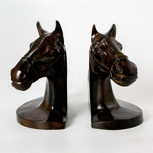 PAIR OF HORSE HEAD BRONZED