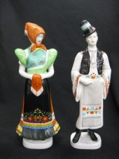 Pair of Hungarian Porcelain Fi