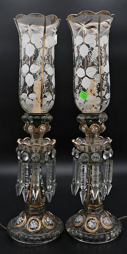 PAIR OF HURRICANE LAMPS, HAVING