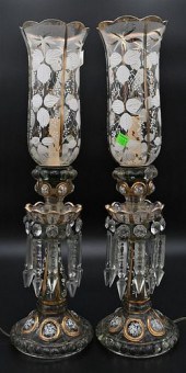 PAIR OF HURRICANE LAMPS, HAVIN