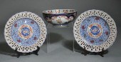 PAIR OF IMARI CHARGERS AND BOW