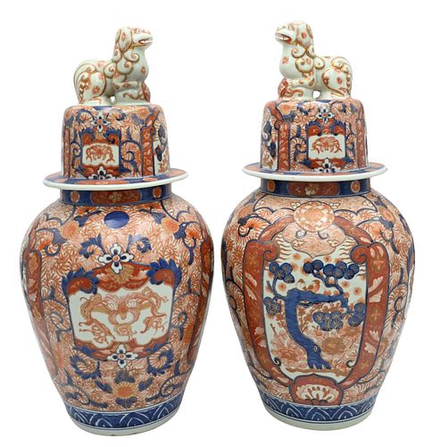 PAIR OF IMARI PORCELAIN COVERED