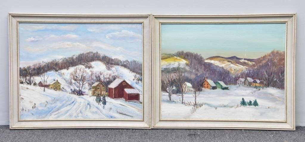 Pair of Impressionist oil on artist