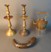 PAIR OF INDIAN BRASS CANDLESTI