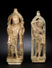 Pair of Indian Carved Sandston