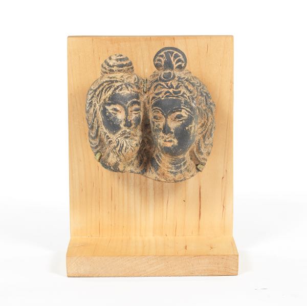 PAIR OF INDIAN CARVED SCHIST