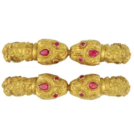 Pair of Indian Gold and Foiled-Back