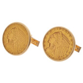 PAIR OF INDIAN HEAD COIN, 14K