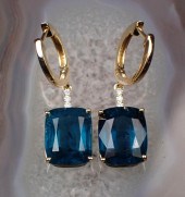 PAIR OF INDIGO KYANITE AND DIA