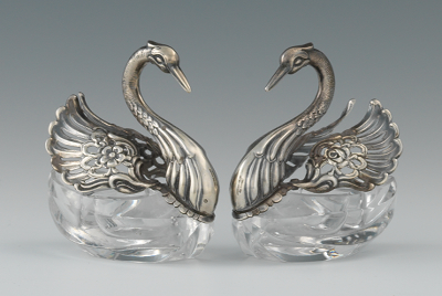 Pair of Individual Swan Salt and