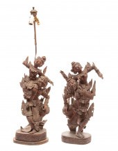 PAIR OF INDONESIAN CARVED WOOD