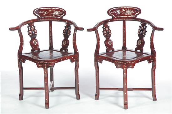 PAIR OF INLAID CHINESE ARMCHAIRS 