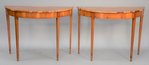PAIR OF INLAID DEMILUNE SERVERS