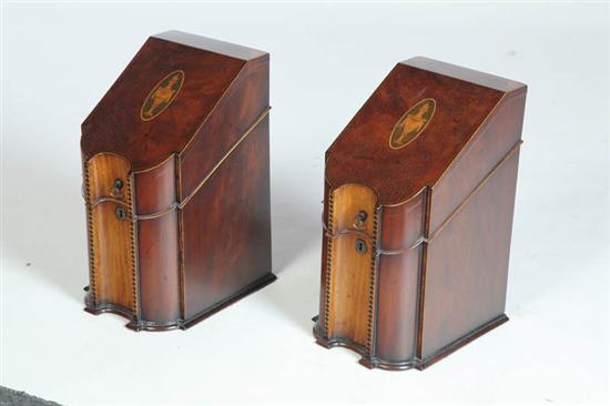 PAIR OF INLAID KNIFE BOXES. 20th