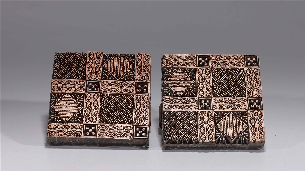 Pair of intricately made copper