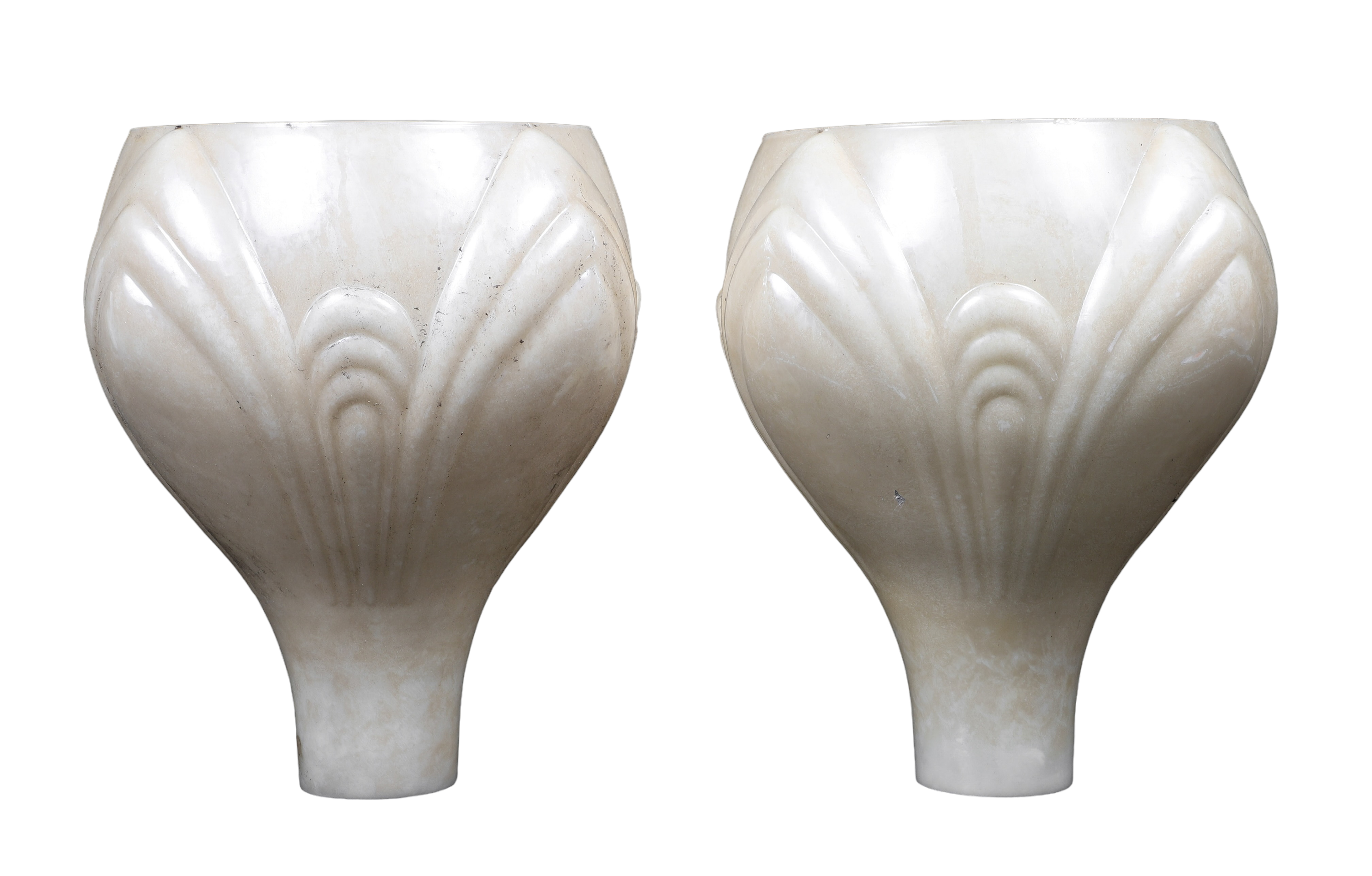 Pair of iridescent glass