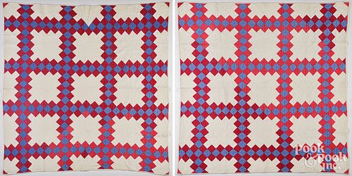 PAIR OF IRISH CHAIN PATCHWORK