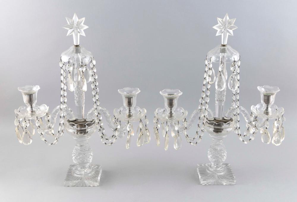 PAIR OF IRISH CUT-CRYSTAL MANTEL