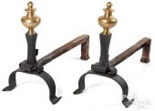 PAIR OF IRON AND BRASS ANDIRON